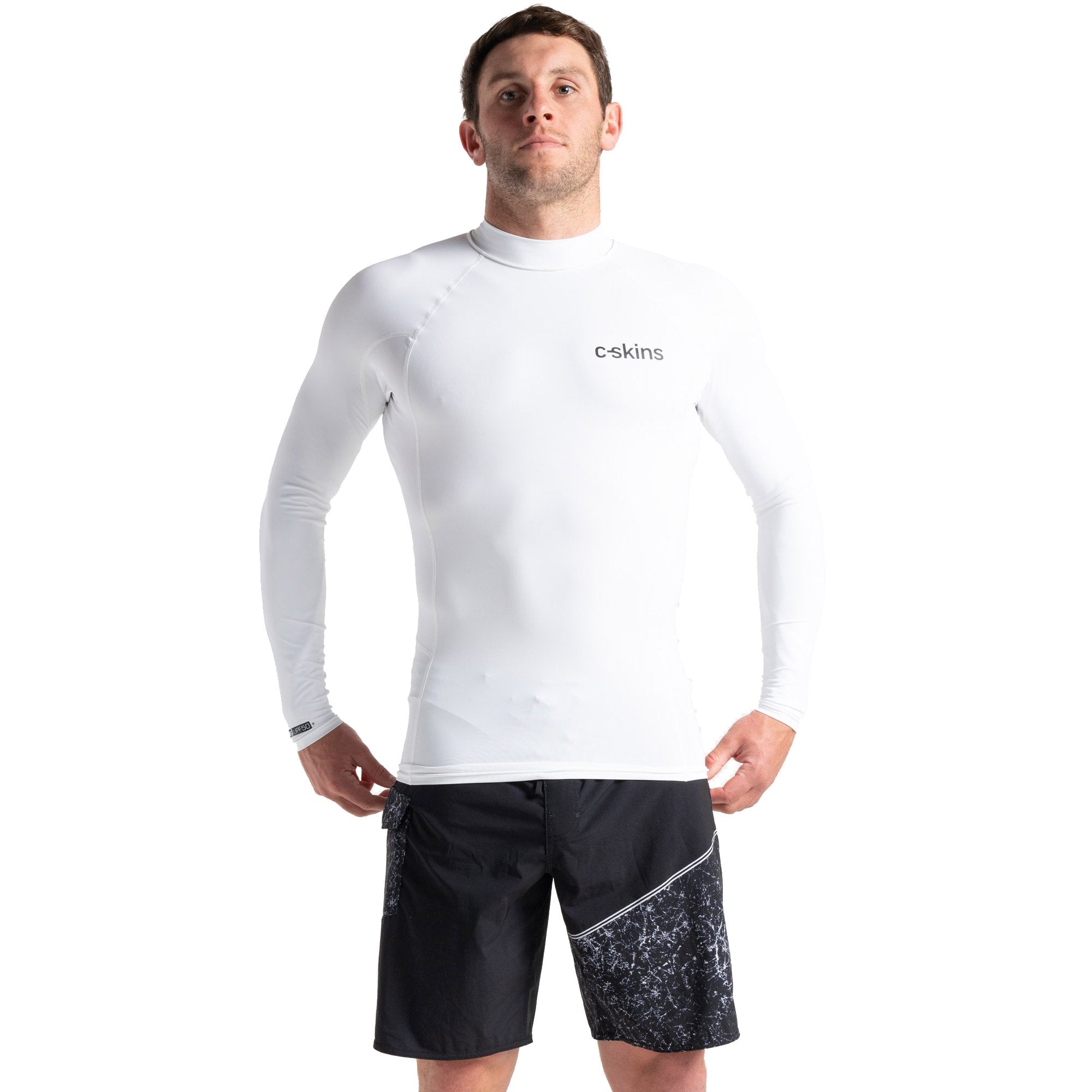 C-Skins UV Skins Men's Long Sleeve Crew Neck Rash Vest in White - Front